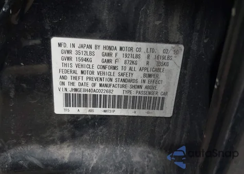 2010 Honda Fit Sport z USA, uszkodzony, nr VIN JHMGE8H40AC022682